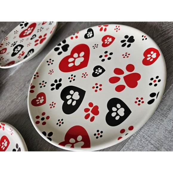 New Temp-tations Seasonal Salad Plates 8" Pawfetti Set of 4 Handpainted - Picture 8 of 15